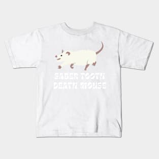 Funny Possum Design, Saber Tooth Death Mouse, Awesome Opossum Kids T-Shirt